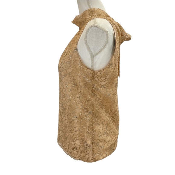 NWT J. Crew Metallic Tie Neck Top XS Nude - Picture 6 of 16